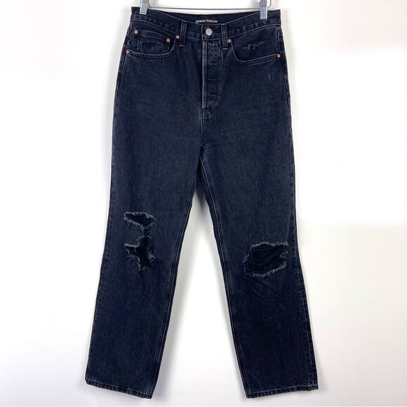 Aritzia Denim Forum The Joni High Rise Loose Distressed Jeans Black Women's 27 - Picture 2 of 11